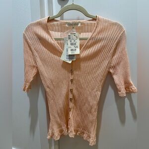 *NWT* ESCADA Designer Collection Salmon Pink Button 3/4 Sleeve Knit Cardigan